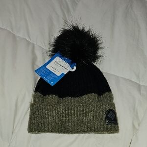 COLUMBIA Unisex Winter Beanie. O/S. Black And Green! Fleece Lined!!